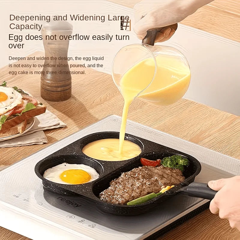 3-in-1 Non-Stick Divided Skillet | Stone Coating Breakfast Pan