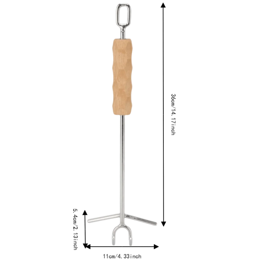Dutch Oven Lid Lifter – Stainless Steel Double Hook Wooden Grip