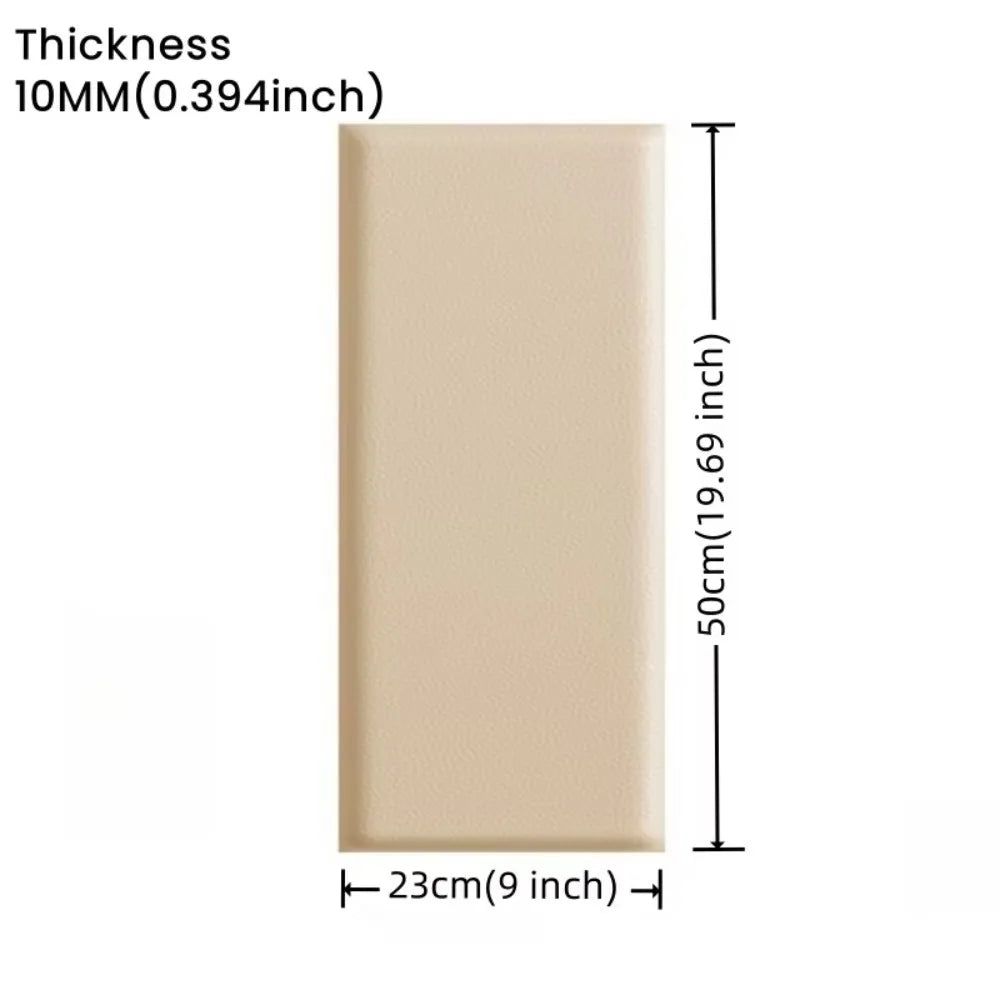 2pcs 3D Leather Soft Wall Panels Self-Adhesive 10mm Thick