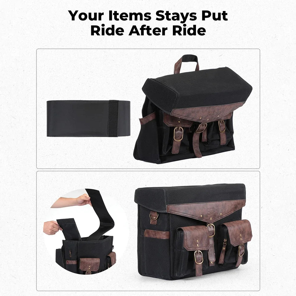KEMITOUR 36L Retro Waxed Canvas Motorcycle Saddlebags Panniers Motorcycle Saddlebags Nixie