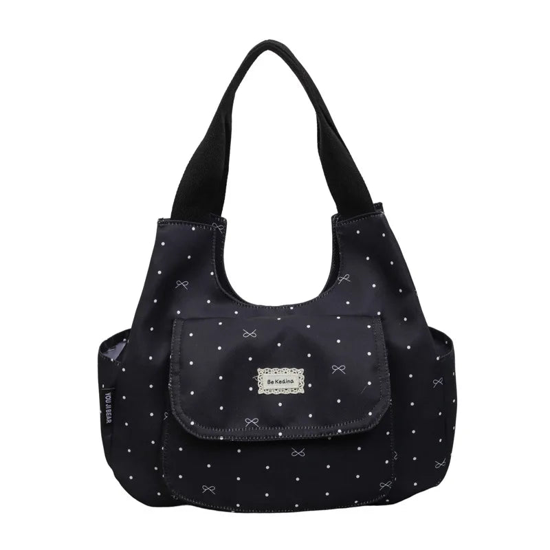 Korean Polka Dot Crossbody Tote Bag – Lightweight Women's Bag Crossbody Tote Bag Nixie BB-1451Black