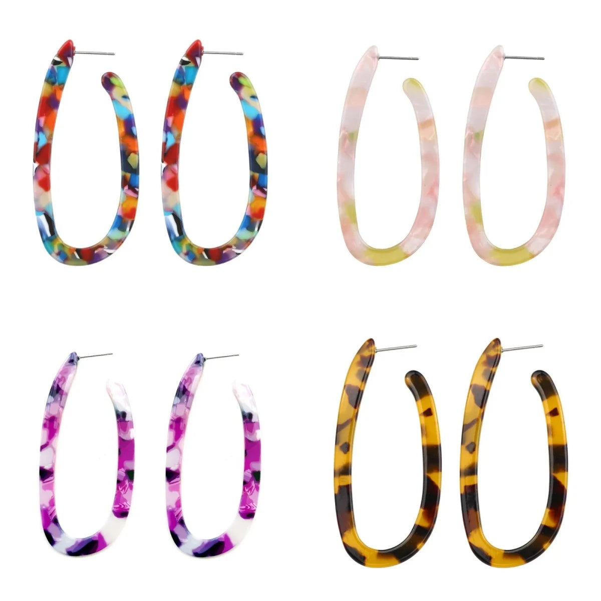 Women's U-Shaped Acetate Drop Earrings – Elegant Fashion Jewelry