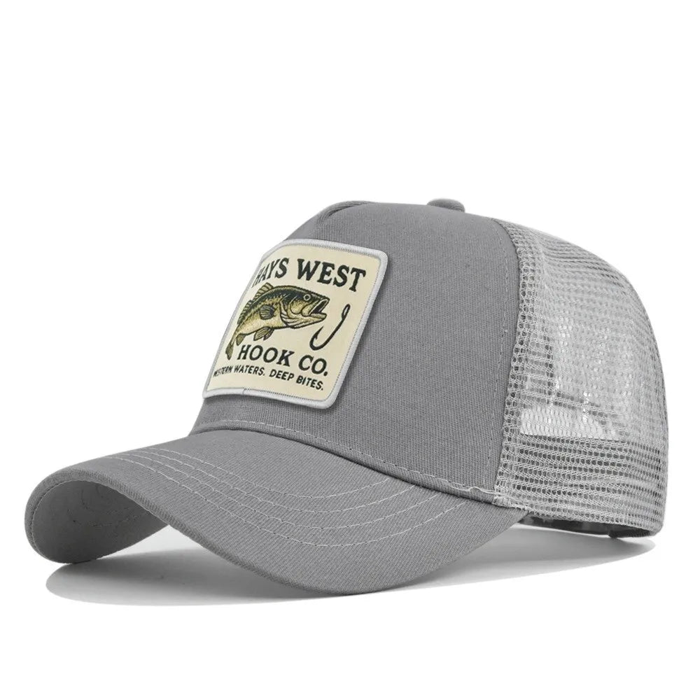 Fishing Embroidery Trucker Hat | Breathable Mesh Baseball Cap Trucker Baseball Cap Nixie