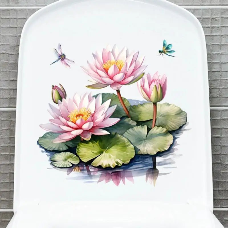 Floral Butterfly Toilet Seat Sticker – Self-Adhesive Bathroom Decal Bathroom Decor Sticker Nixie