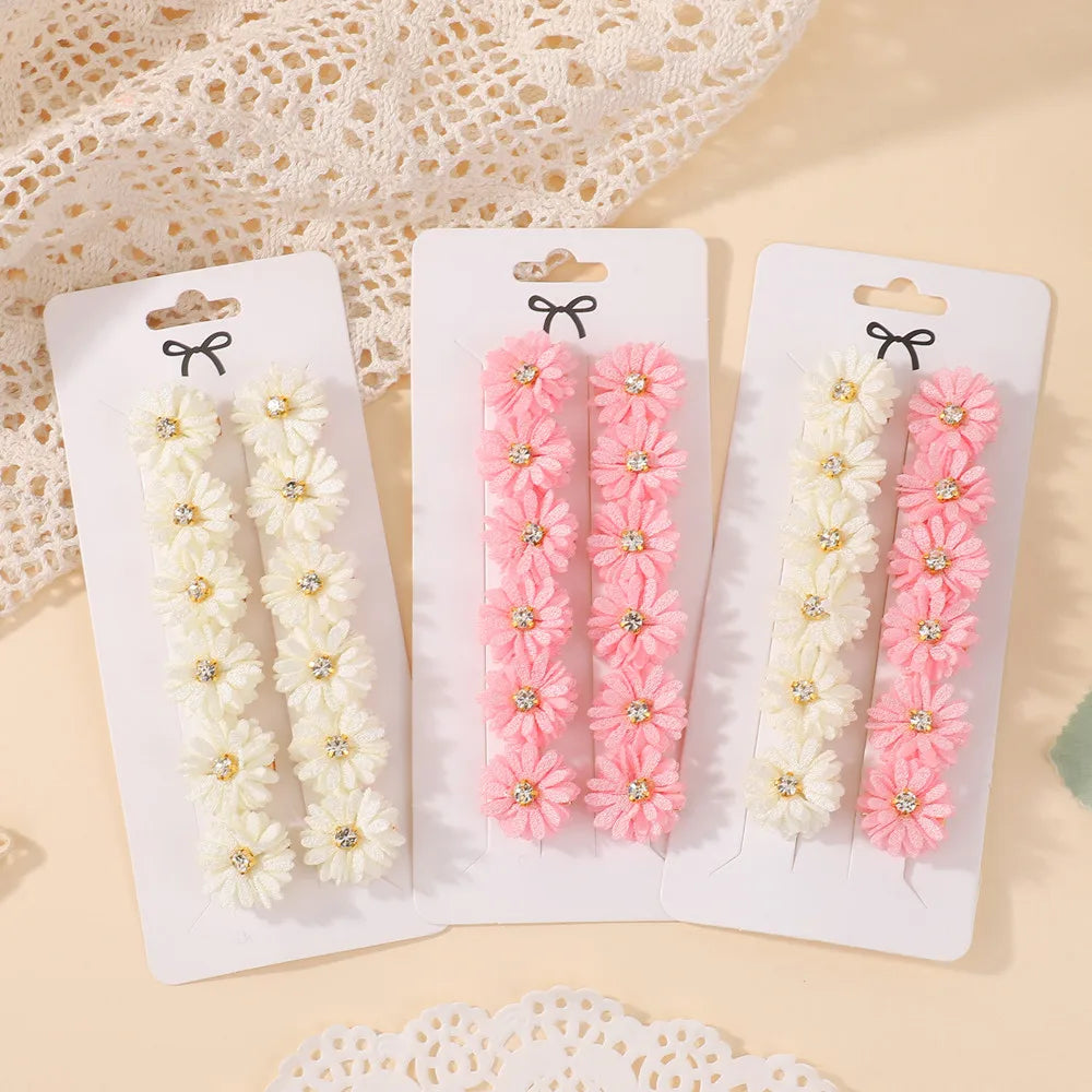 12Pcs Girls Flower Hair Clips Set with Rhinestones for Kids Kids Hair Clips Nixie