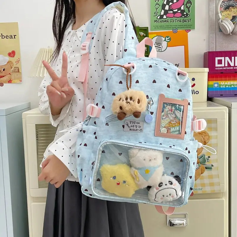 Heart-Shaped Backpack for Girls | Korean Style School Bag