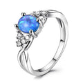 Women Silver Oval Blue Simulated Opal CZ Ring Sizes 6–10 Fashion Ring Nixie WHITE 2