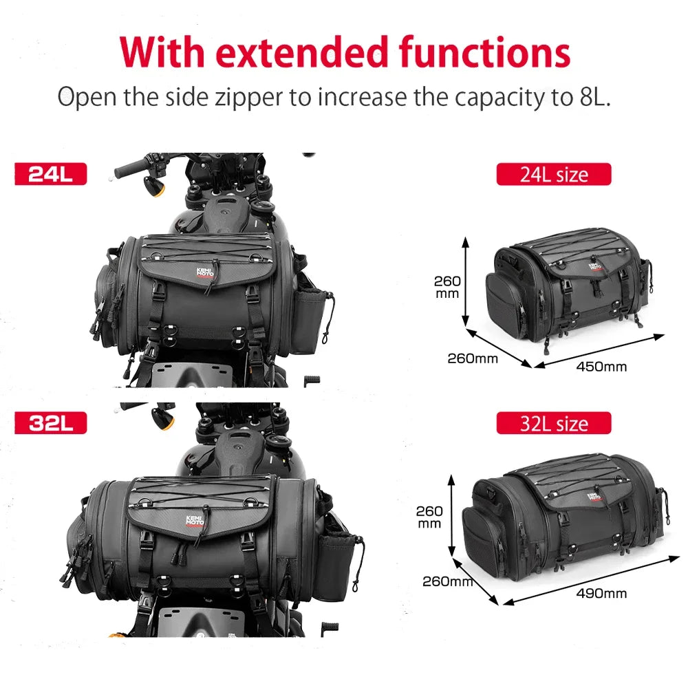 KEMITOUR Expandable Motorcycle Tail Bag – Waterproof PVC Pannier Motorcycle Tail Bag Nixie