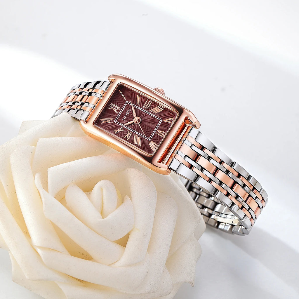 Casual Fashion Quartz Watch – Alloy Strap & Roman Numeral Dial Quartz Wrist Watch Nixie
