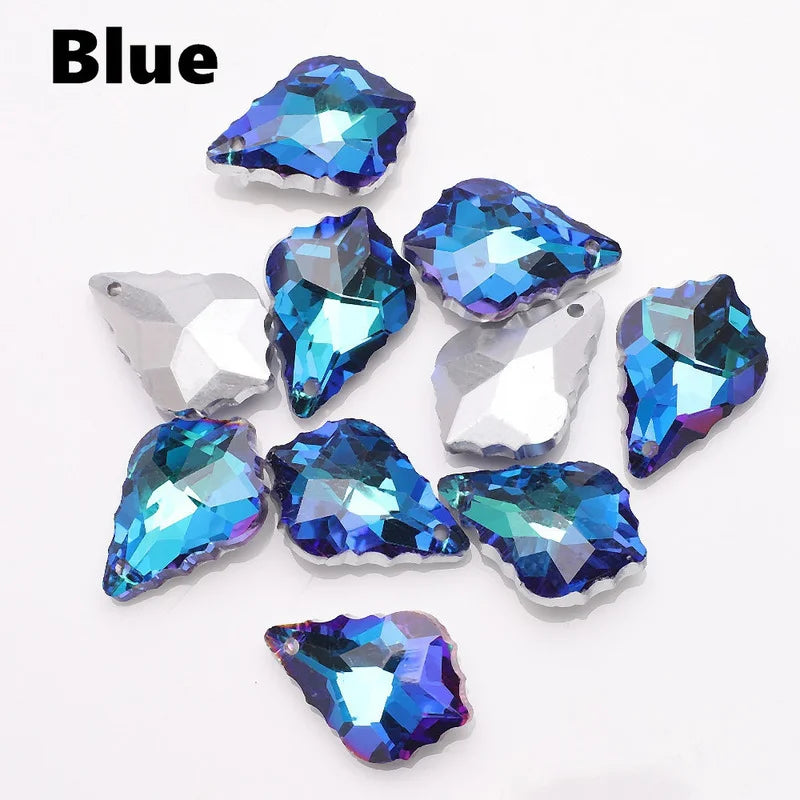 10Pcs Crystal Baroque Maple Leaf Glass Charm Pendants for DIY Jewelry Making Beads Nixie