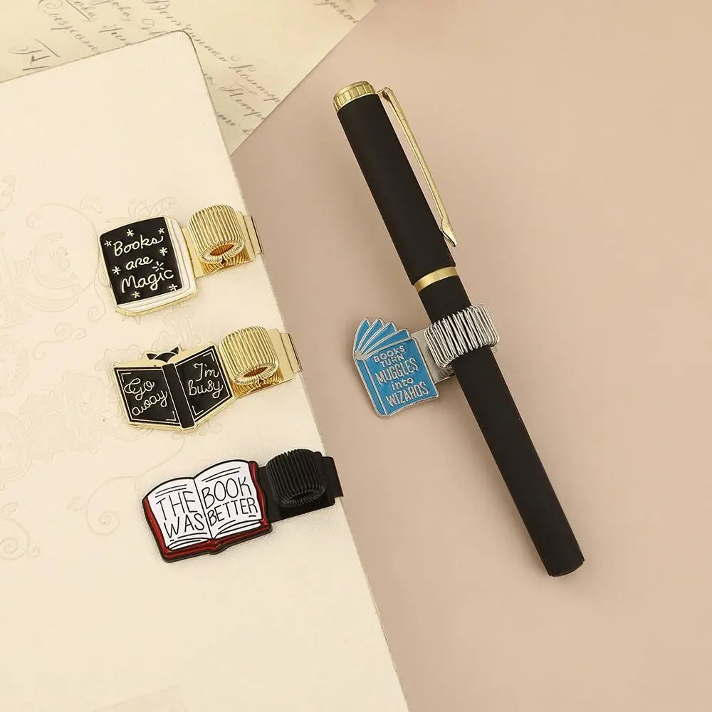 Metal Book-Shaped Pen Clip & Page Marker | 4 Designs Pen Clip Bookmark Nixie