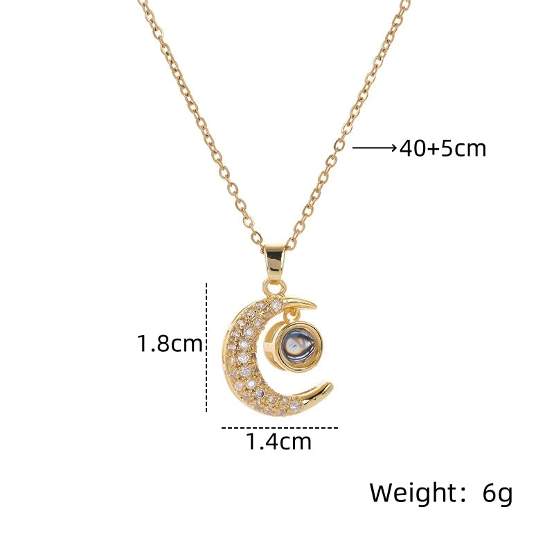 Moon Projection Necklace – "I Love You" in 100 Languages Pendant Necklace Nixie