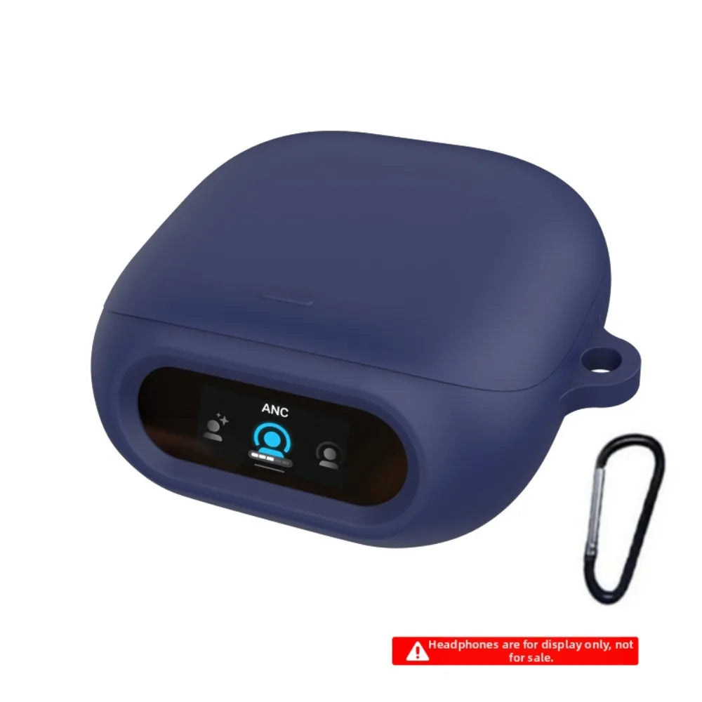 Silicone Case + Carabiner for Anker Soundcore Liberty 5 Pro Earbuds Case Cover Nixie Navy Blue