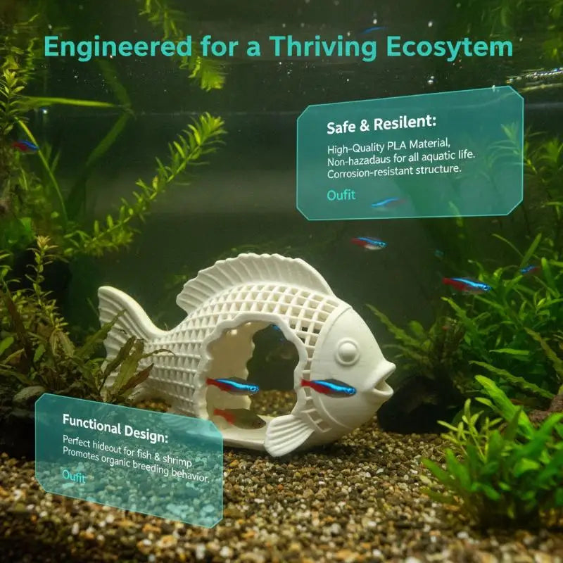 3D Printed Aquarium Hideout Cave – Non-Toxic PLA Fish Tank Ornament Aquarium Hideout Ornament Nixie