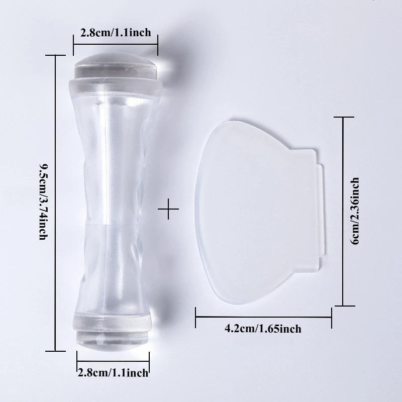 Dual-Ended Silicone Nail Stamper & Scraper – Crystal Clear Art Nail Art Stamper Nixie