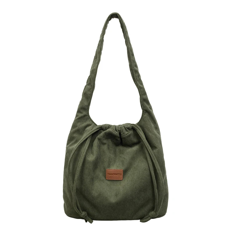 Korean Minimalist Plush Drawstring Tote Bag – Large Capacity Plush Shoulder Tote Bag Nixie