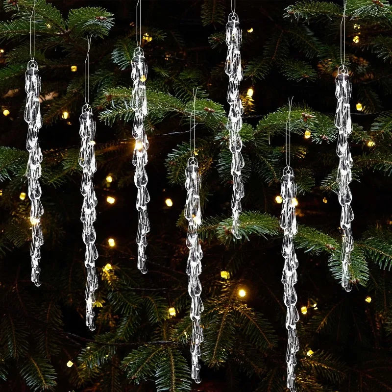 20pcs Clear Acrylic Icicle Ornaments Christmas Tree Decorations Christmas Tree Ornaments Nixie