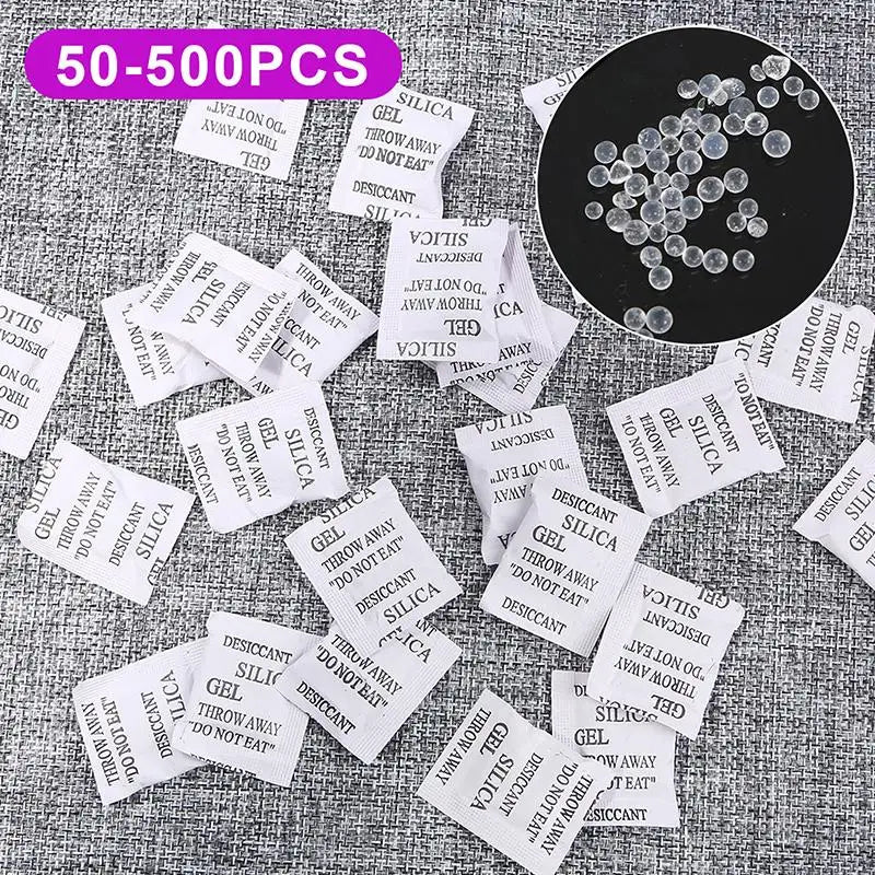 Silica Gel Desiccant 50–500 Packs | Non-Toxic Moisture Absorber Desiccant Moisture Absorber Nixie
