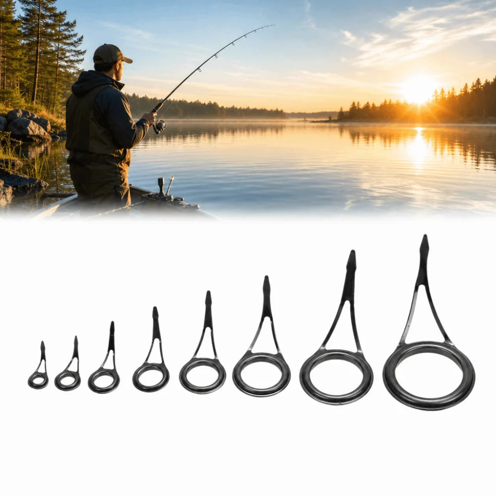 16PCS Ceramic Fishing Rod Guide Rings Set – 8 Sizes Fishing Rod Guides Nixie
