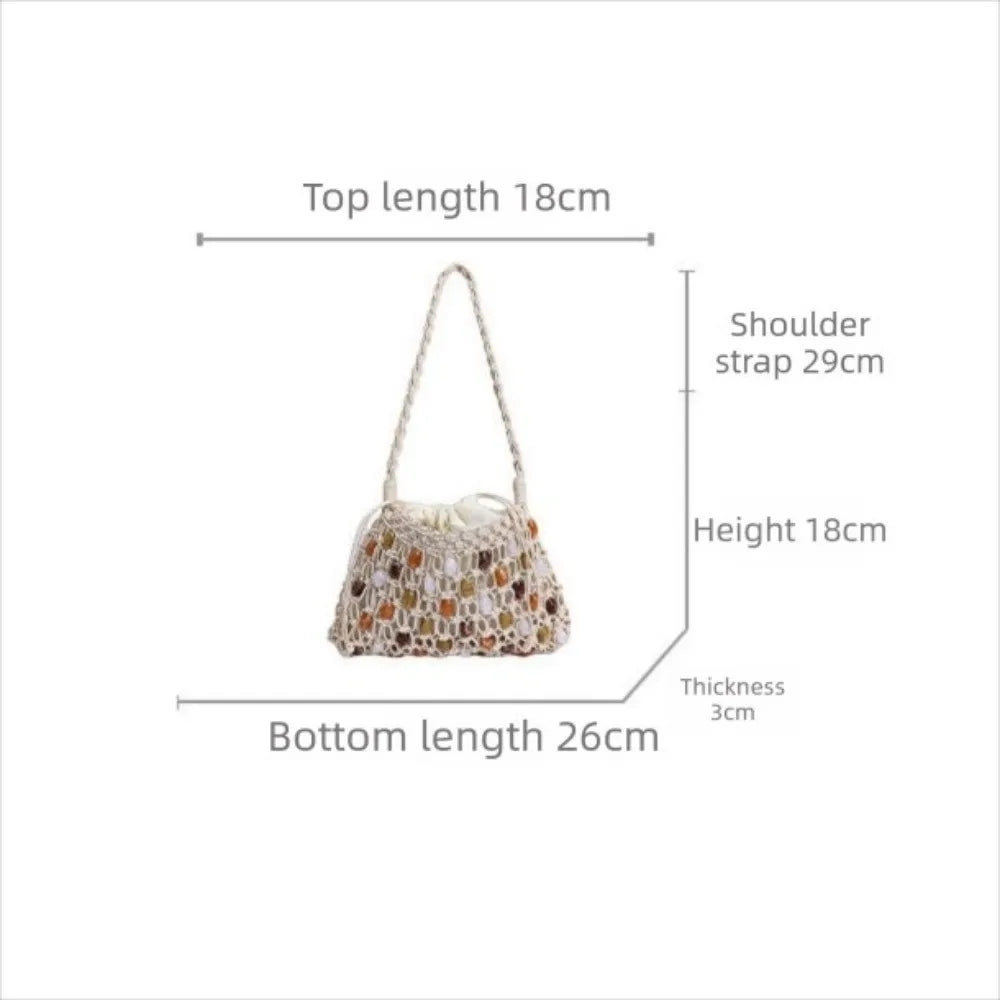 Bohemian Beaded Woven Tote Bag – Colorful Crochet Shoulder Bag Woven Tote Bag Nixie