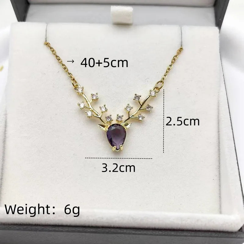 Antler Pendant Necklace – Minimalist Steel Collarbone Chain Pendant Necklace Nixie