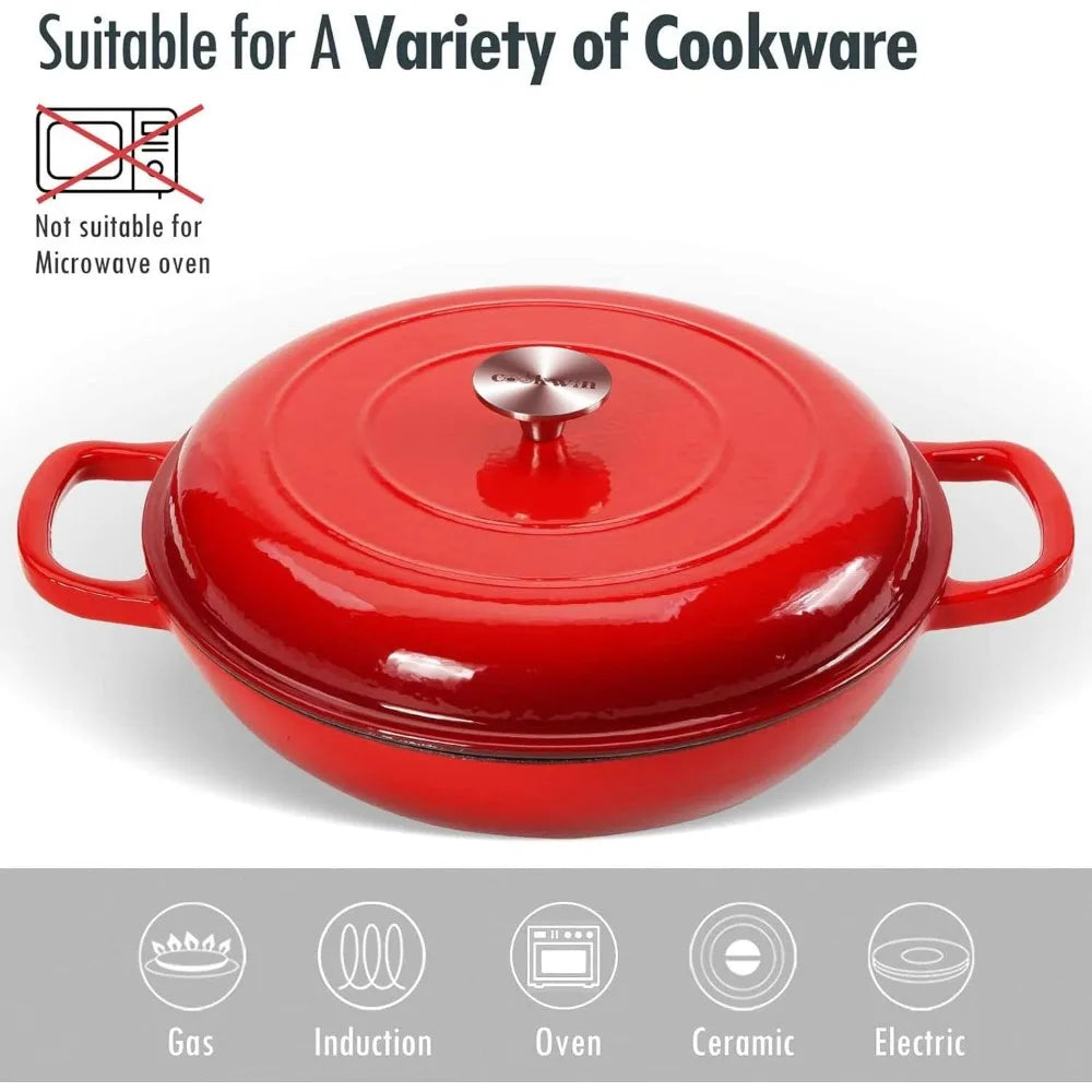 4.5L Cast Iron Dutch Oven Casserole Pot with Lid | FEB.WIND