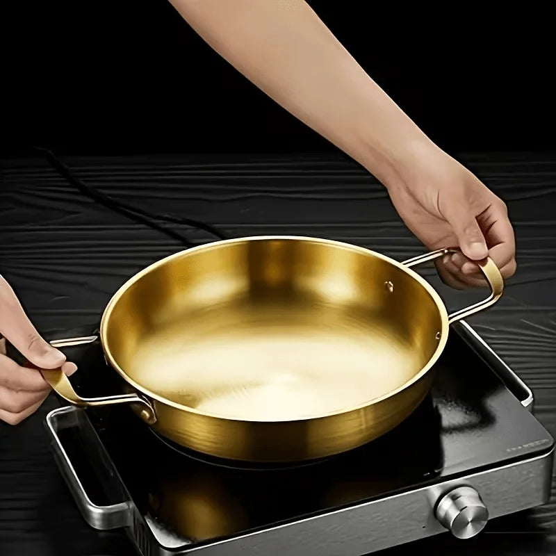 3-Piece Gold Korean Ramen Pot Set | Stainless Steel Cooking Pots Cookware Pot Set Nixie