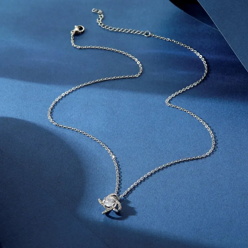 Four Leaf Clover Diamond Pendant Necklace | Women's Silver Pendant Necklace Nixie