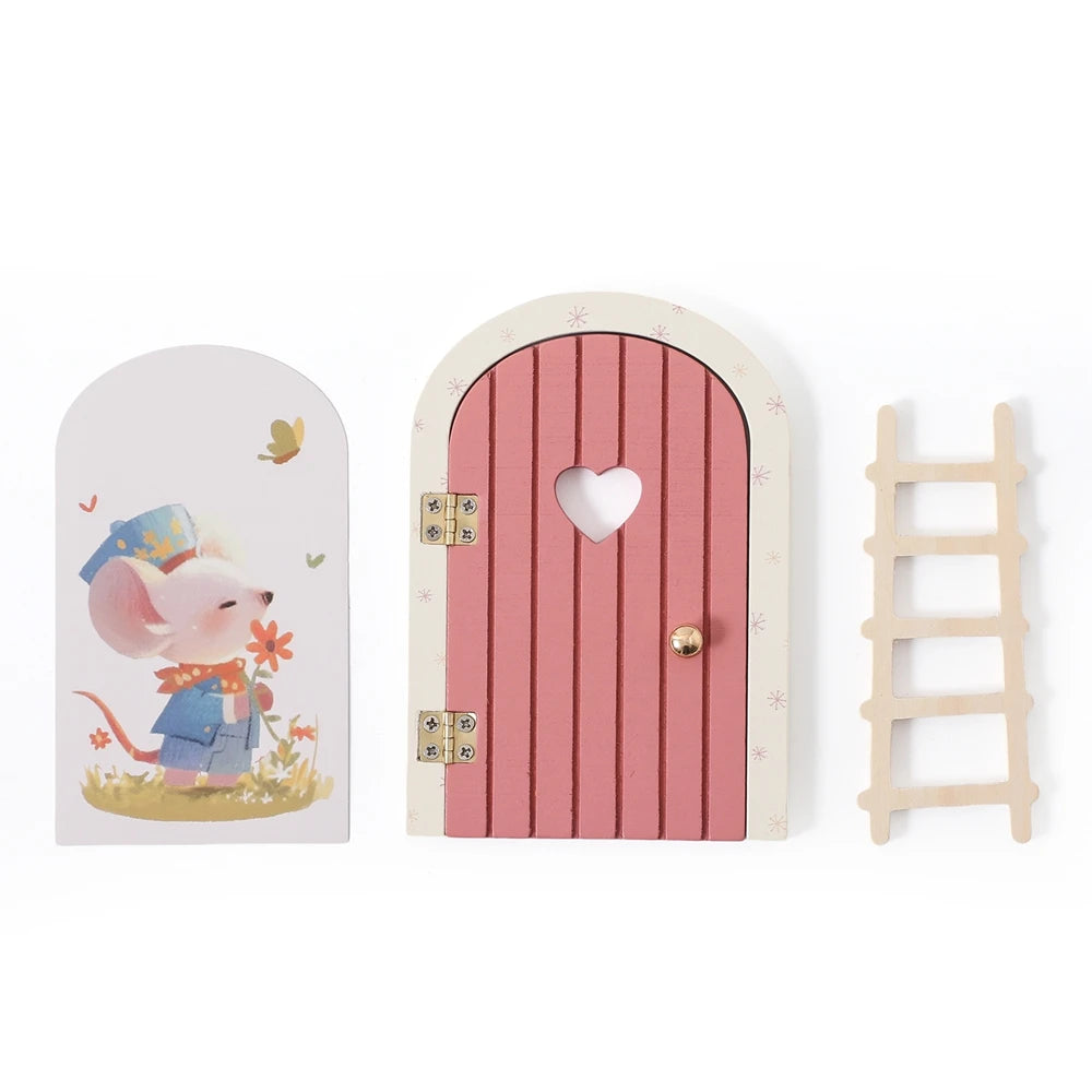 Fairy Door Miniature Wooden Mouse Door Garden Decor Miniature Garden Decor Nixie Pink door