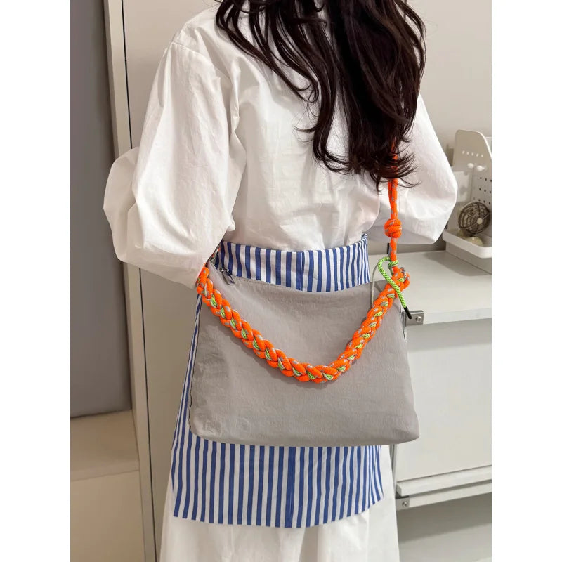 Color-Block Twist-Strap Nylon Crossbody Bag – Large Capacity Crossbody Shoulder Bag Nixie