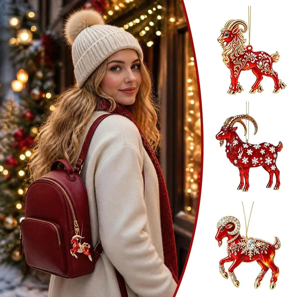 Acrylic Goat Hanging Ornament Rhinestone Christmas Décor Christmas Ornament Nixie