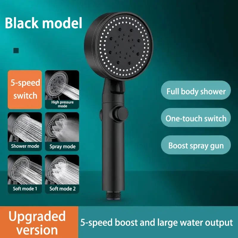 3-Mode High Pressure Filter Shower Head with Massage Brush