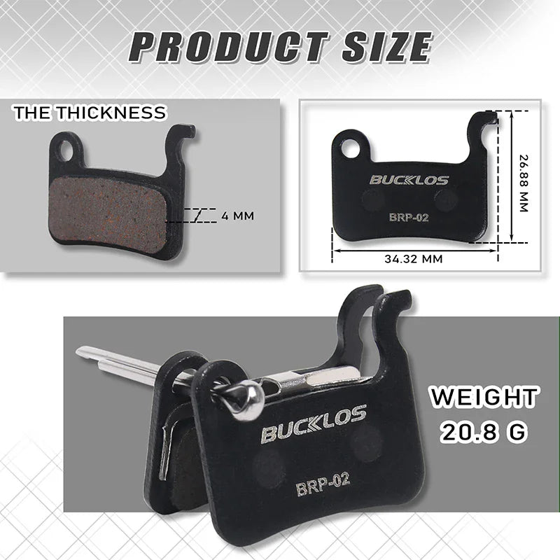 BUCKLOS Semi-Metallic Disc Brake Pads for Shimano MTB & Road Disc Brake Pads Nixie