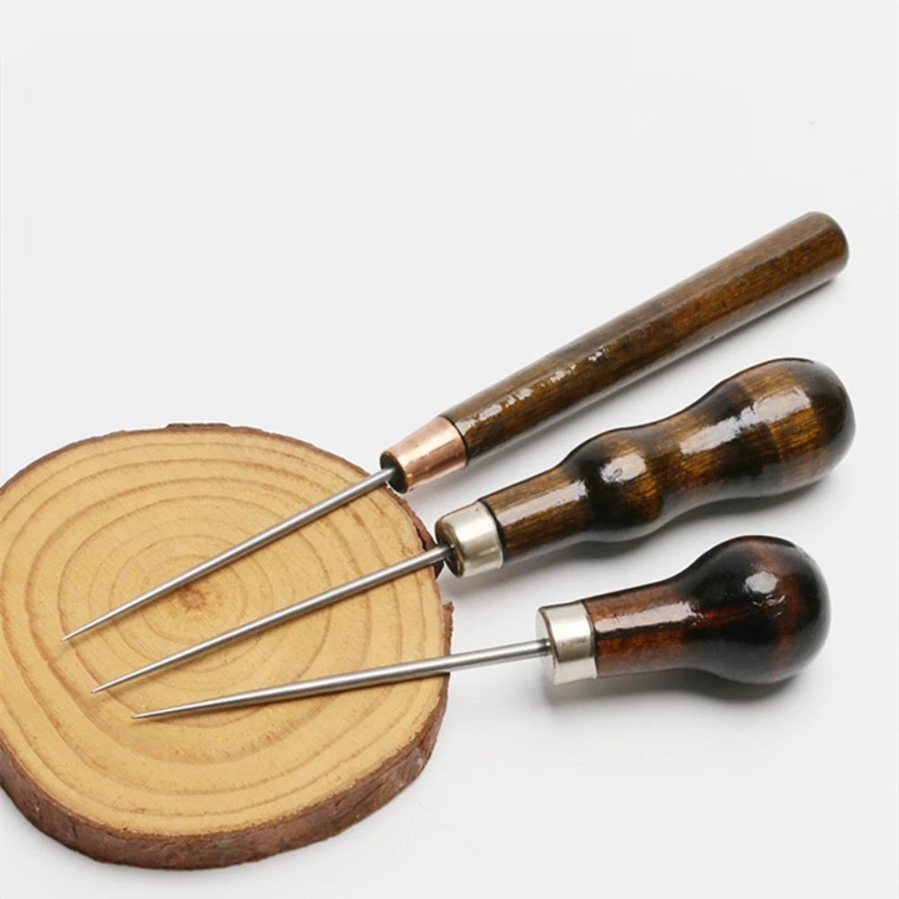 Sewing Awl Set Wooden Handle – Leather Craft & Shoe Repair Tool