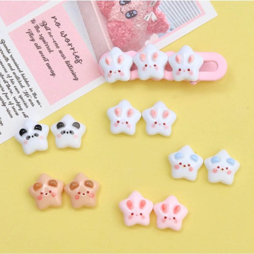 10pcs Mini Resin Charms – Rabbit Bear Star DIY Jewelry Making Resin Craft Charms Nixie