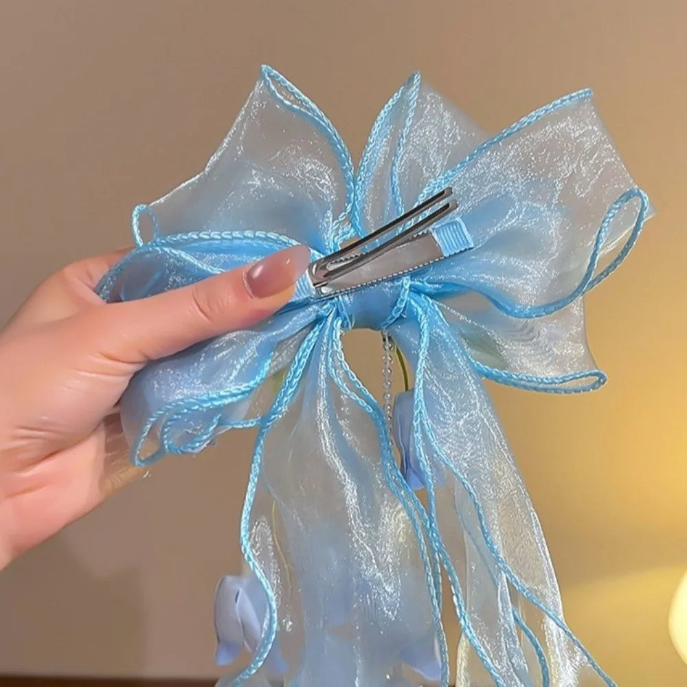 Large Bow Ribbon Hair Clip DIY Tassel Barrette for Girls Bow Hair Barrette Nixie
