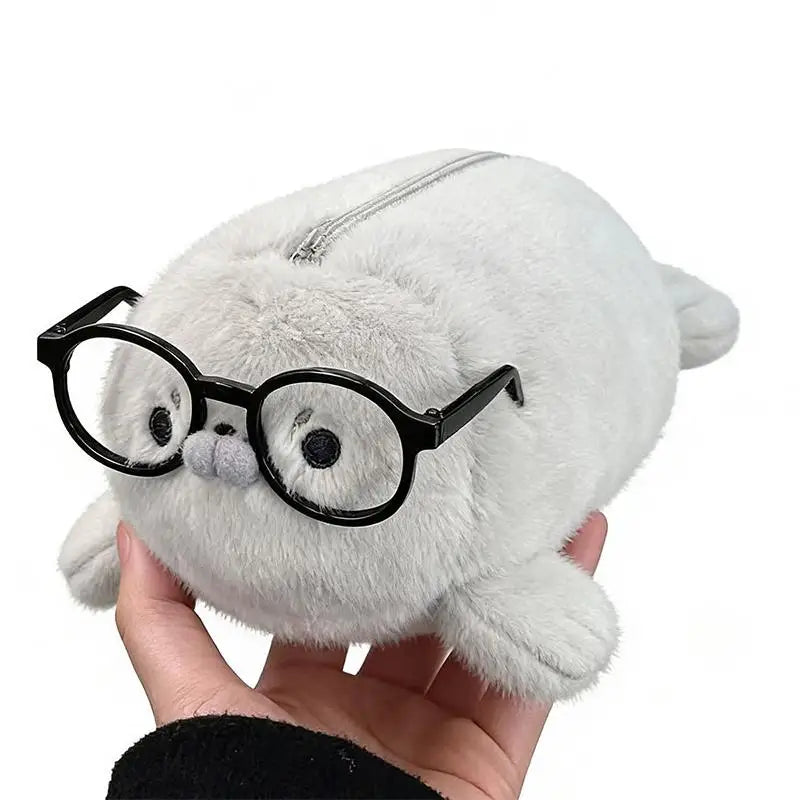 Cute Plush Seal Pencil Case – Large Capacity Stationery Bag Plush Pencil Case Nixie A4