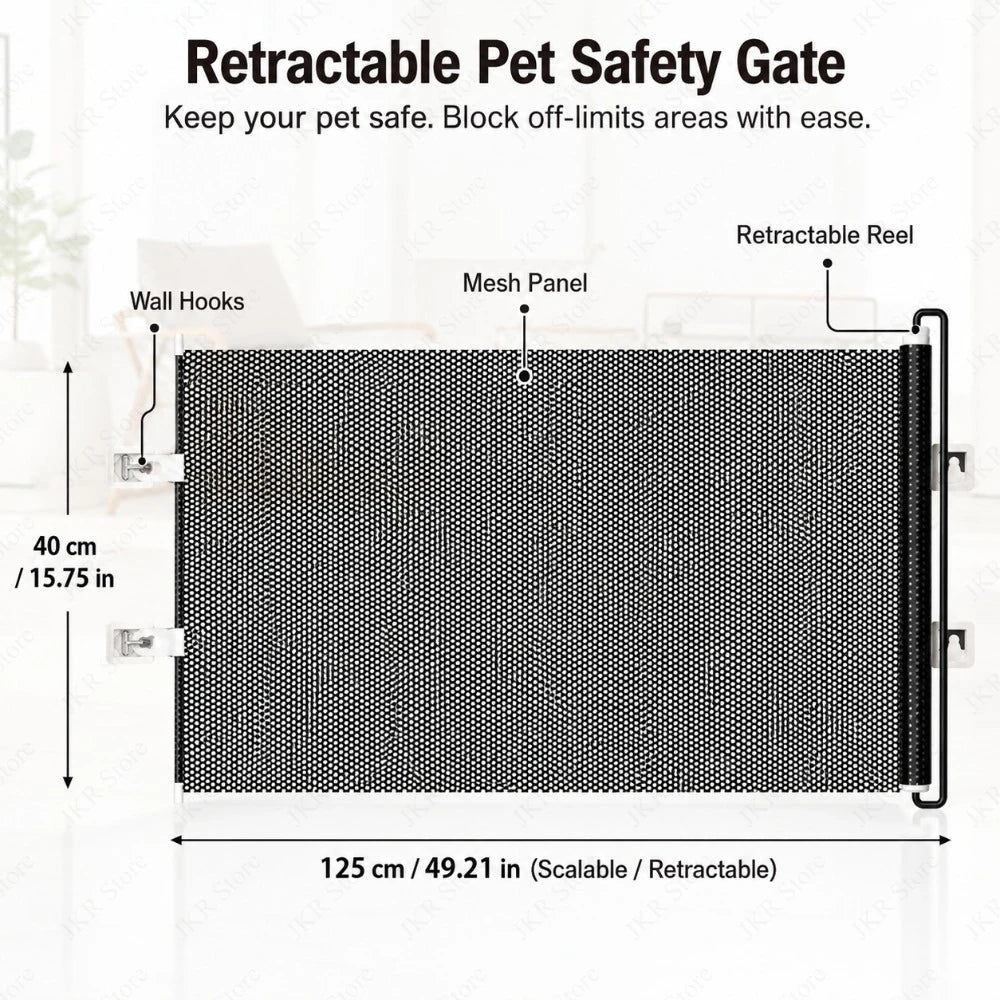 Retractable Mesh Pet Safety Gate for Dogs & Cats | No Drill Retractable Pet Gate Nixie
