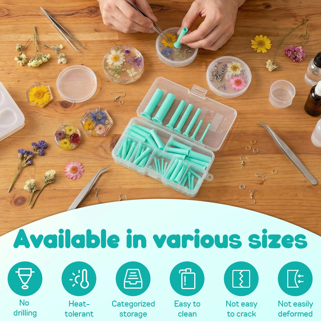 35Pcs Resin Hole Maker Set 2–8mm | No-Drill Silicone Punch Kit Resin Craft Tool Set Nixie