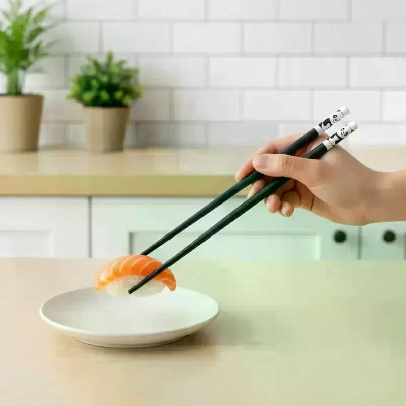 Cartoon Panda Metal Chopsticks – Reusable Non-Slip, 5 Pairs Reusable Chopsticks Nixie