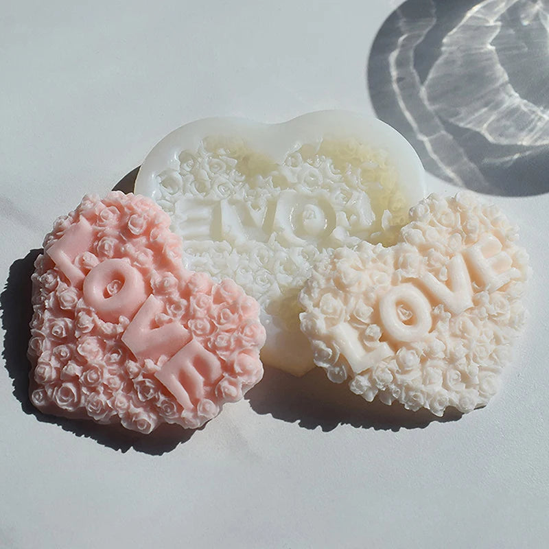 Rose Heart Silicone Mold – Candle, Soap, Chocolate & Resin DIY