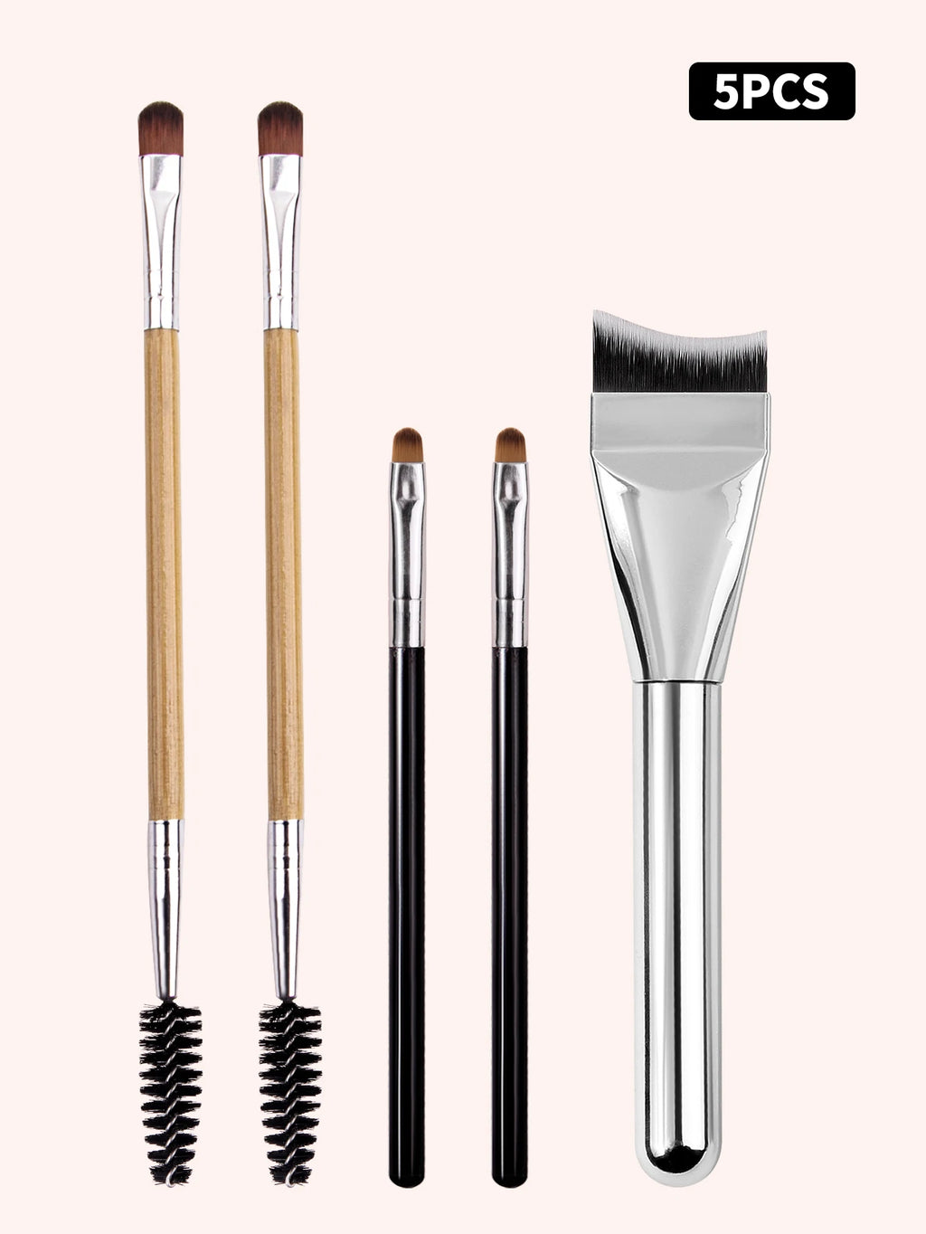 5-Piece Makeup Brush Set – Eyebrow, Spoolie & Concealer Makeup Brush Set Nixie