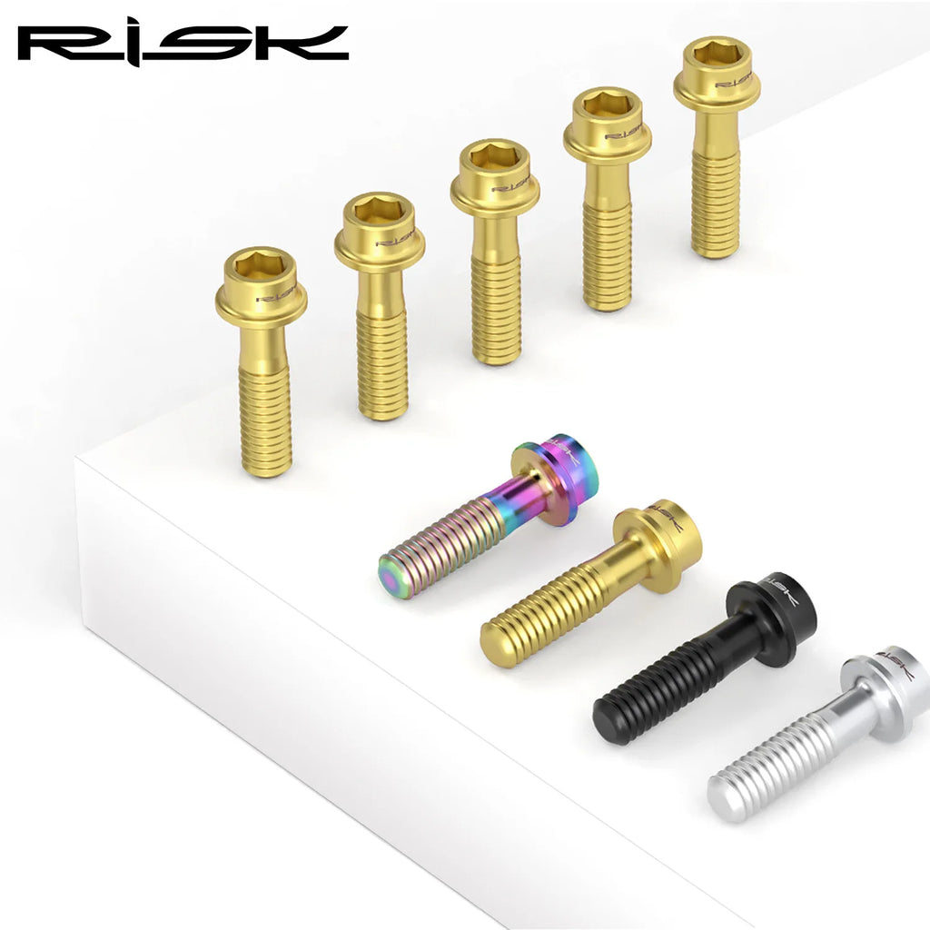 RISK Titanium Stem Bolts 6PCS M5x16/18mm Colorful MTB Bike Screws Titanium Stem Bolts Nixie