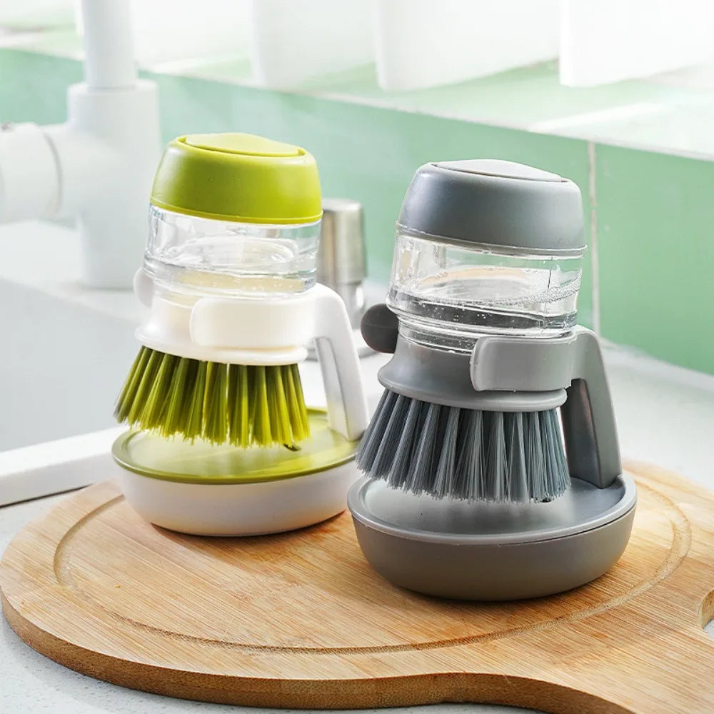 Soap Dispensing Dish Brush – Kitchen Pot Scrubber