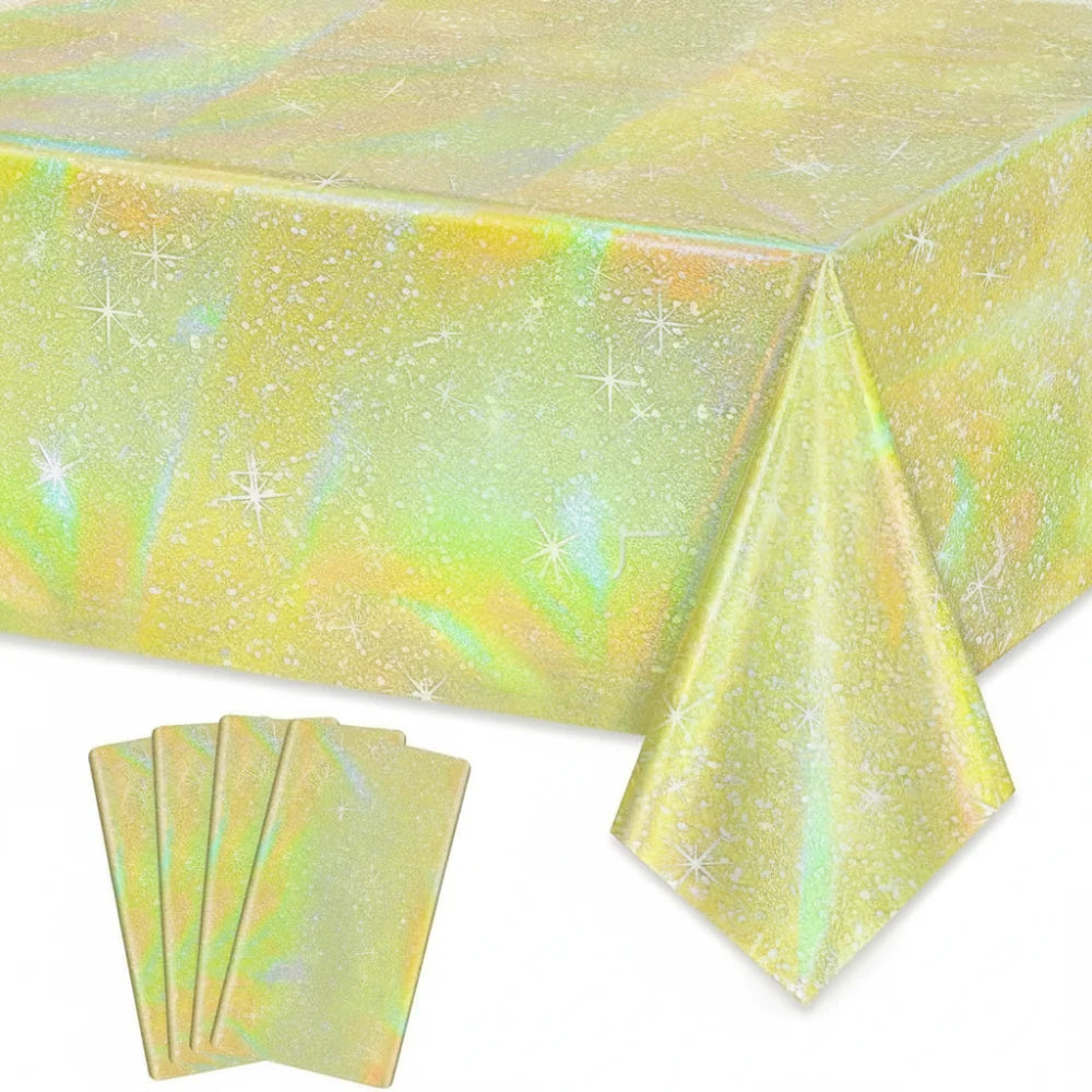 Laser Foil Disposable Tablecloth – Shiny Party Table Cover Disposable Tablecloth Nixie Gold-1pc