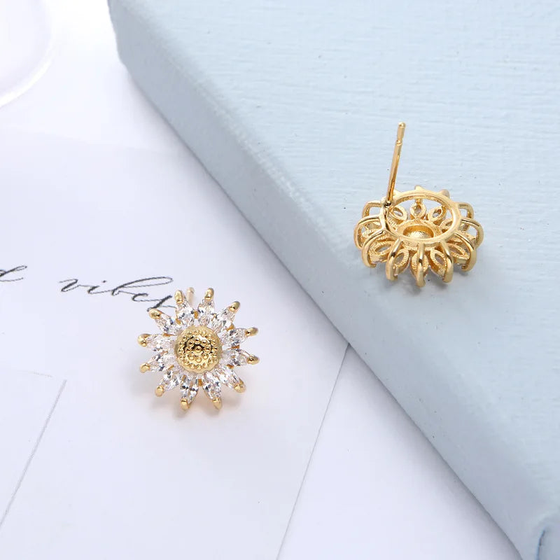 Sunflower CZ Zirconia Jewelry Set – Necklace, Ring & Earrings Jewelry Set Nixie gold Earring