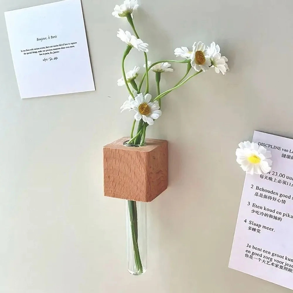 Wooden Refrigerator Vase – French Country Flower Holder Decorative Flower Vase Nixie
