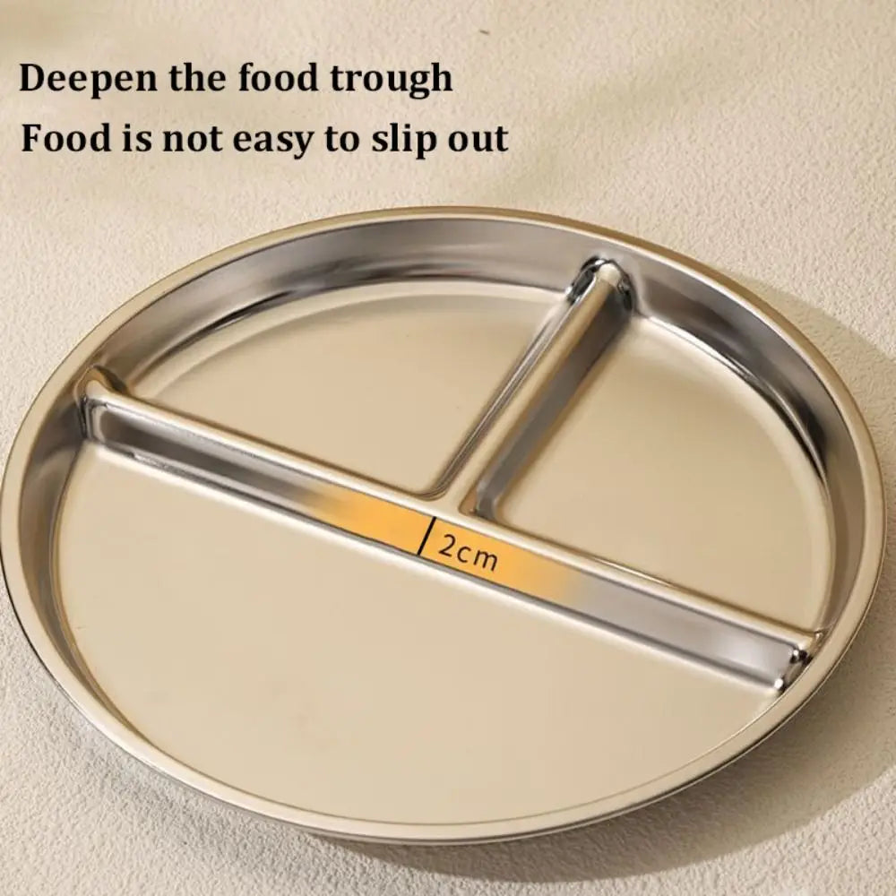 304 Stainless Steel Divided Portion Plates 9" – Kids & Adults Divided Portion Plate Nixie