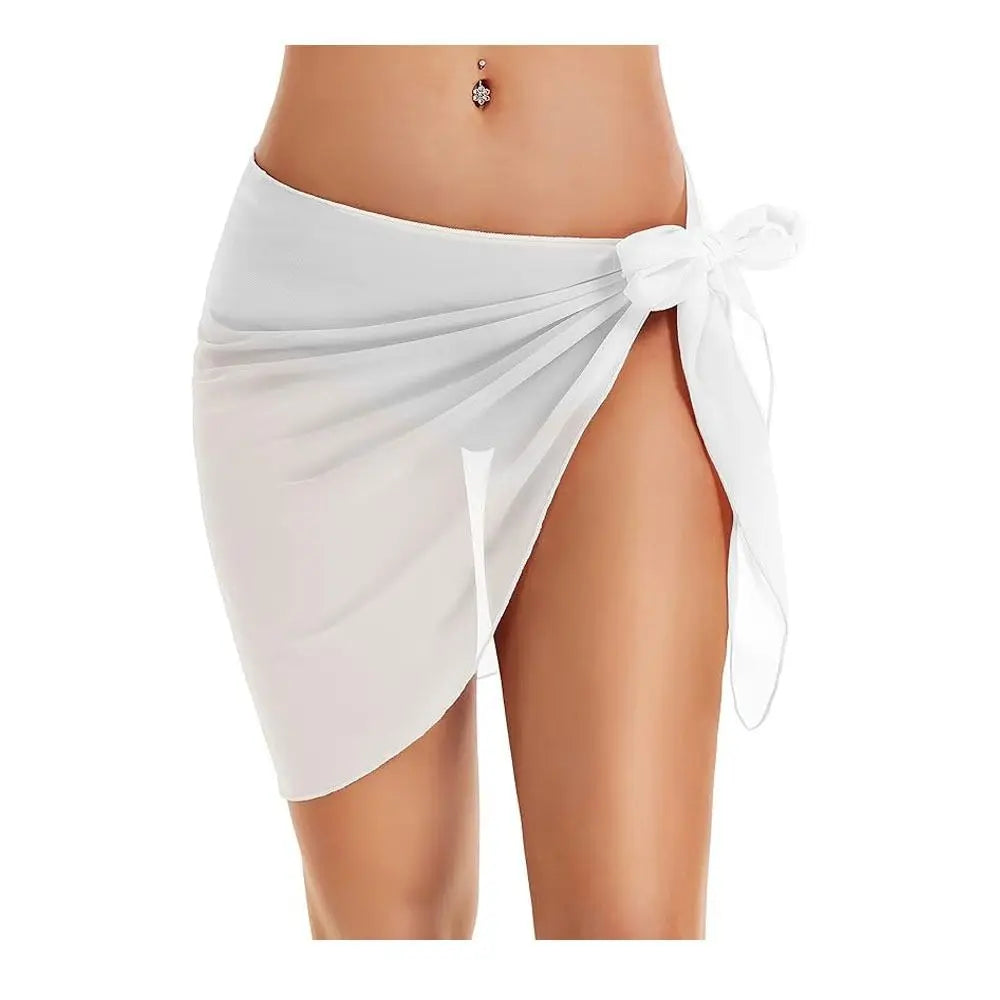 Sheer Chiffon Swimsuit Cover-Up Short Skirt | Lace-Up Wrap Swimsuit Cover-Up Nixie