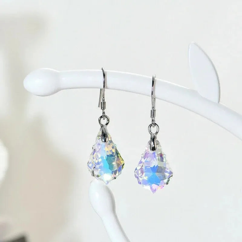 Water Drop Crystal Necklace & Earrings Set | AB White Glass Crystal Jewelry Set Nixie